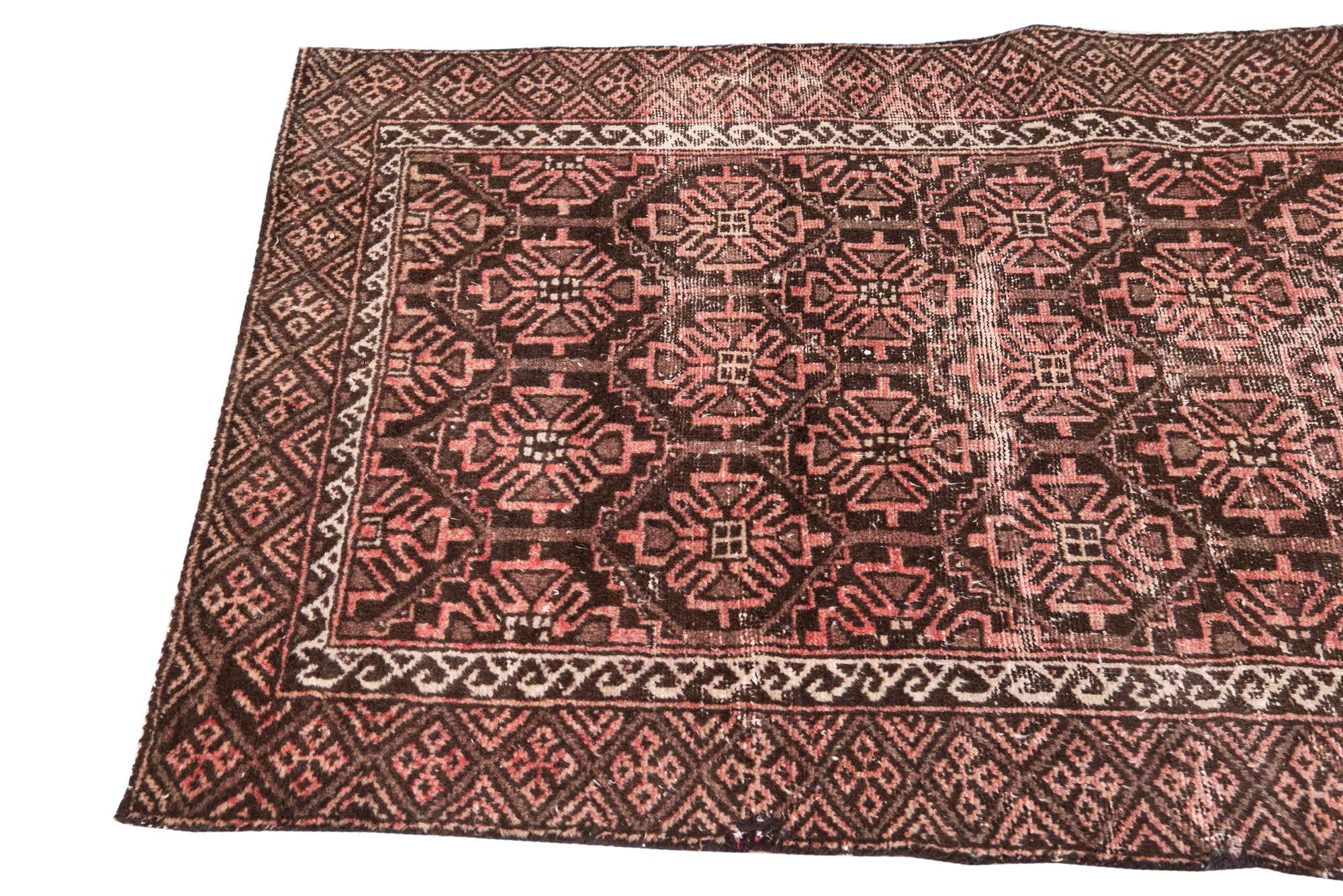 3' 3 x 7' 10 Hand Knotted Ultra Vintage Persian Wool Runner Rug