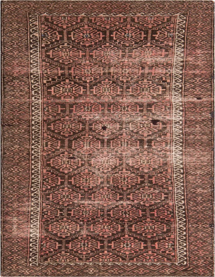 Detail image of 3' 3 x 7' 10 Hand Knotted Ultra Vintage Persian Wool Runner Rug