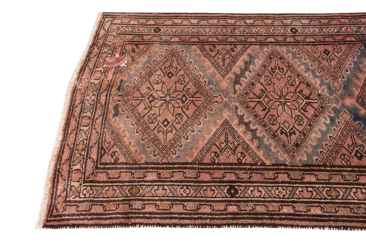Detail image of 3' 6 x 9' 10 Hand Knotted Ultra Vintage Persian Wool Runner Rug