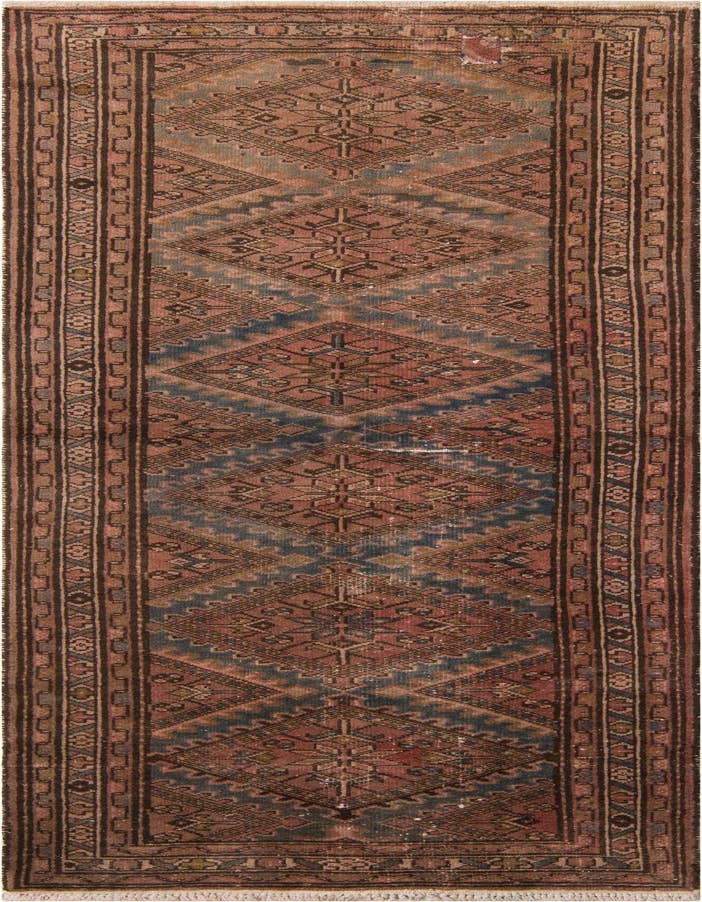 Detail image of 3' 6 x 9' 10 Hand Knotted Ultra Vintage Persian Wool Runner Rug