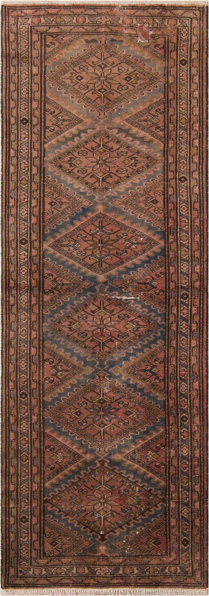 3' 6 x 9' 10 Hand Knotted Ultra Vintage Persian Wool Runner Rug