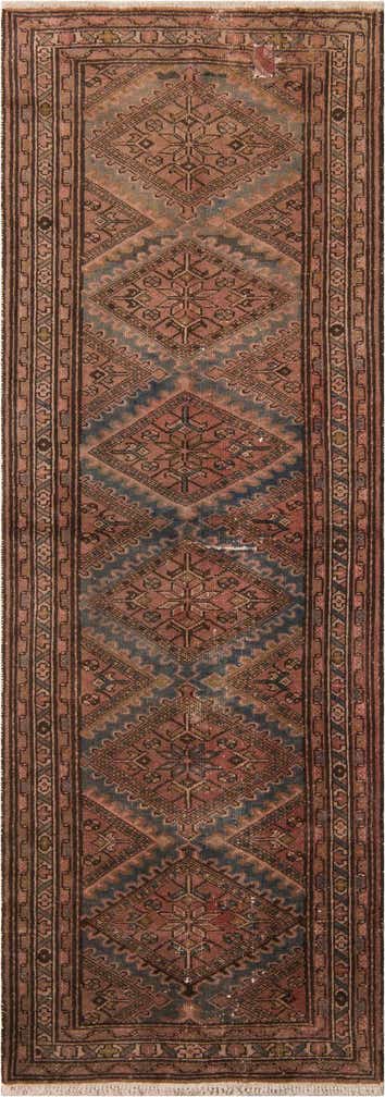 3' 6 x 9' 10 Hand Knotted Ultra Vintage Persian Wool Runner Rug