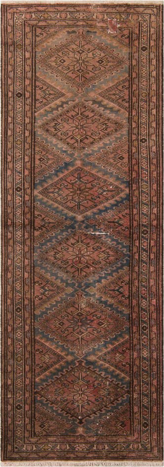 Detail image of 3' 6 x 9' 10 Hand Knotted Ultra Vintage Persian Wool Runner Rug
