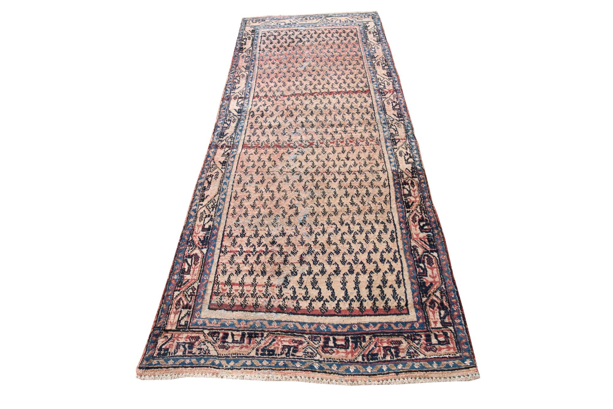 3' 7 x 9' 7 Hand Knotted Ultra Vintage Persian Wool Runner Rug