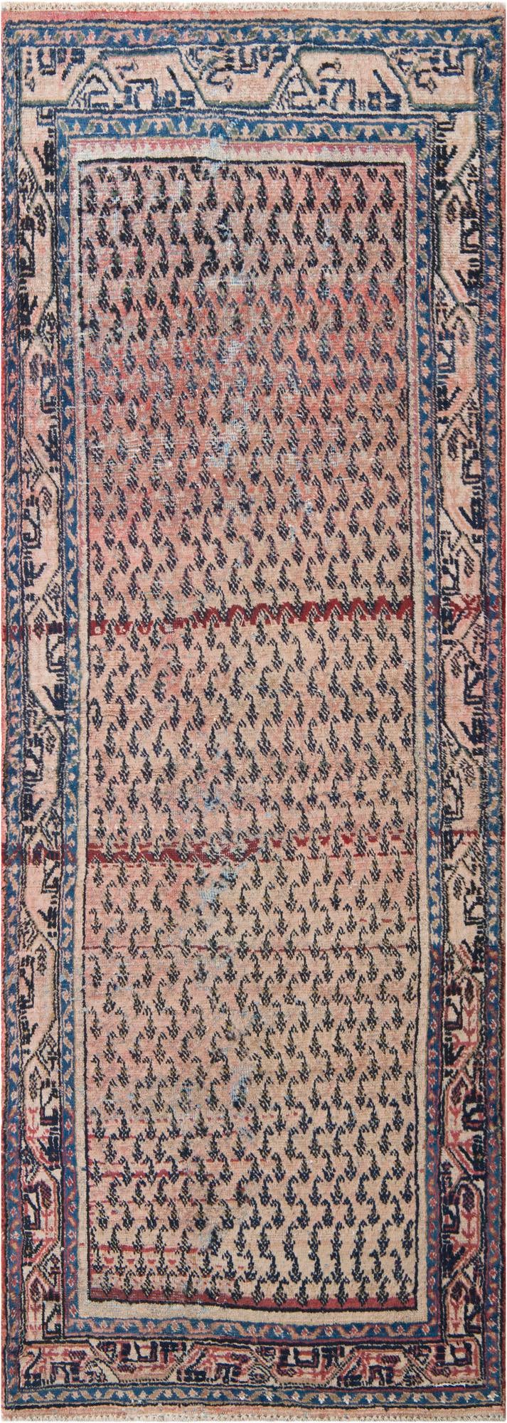 3' 7 x 9' 7 Hand Knotted Ultra Vintage Persian Wool Runner Rug