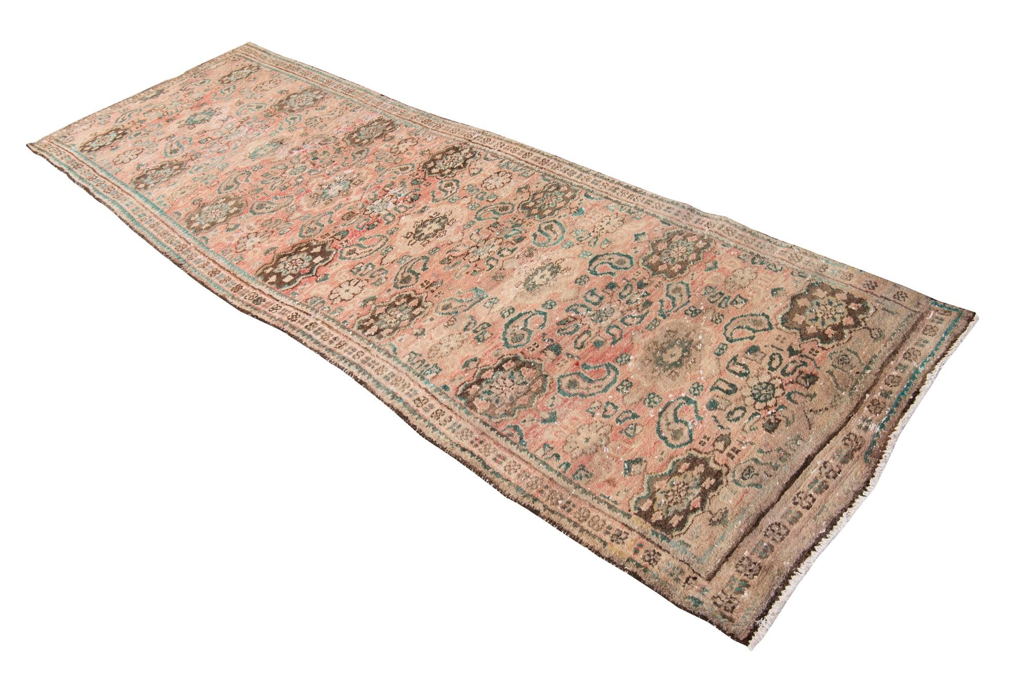 3' 4 x 10' 1 Hand Knotted Ultra Vintage Persian Wool Runner Rug