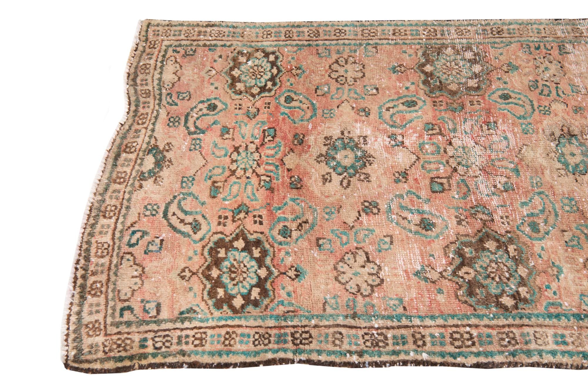 3' 4 x 10' 1 Hand Knotted Ultra Vintage Persian Wool Runner Rug