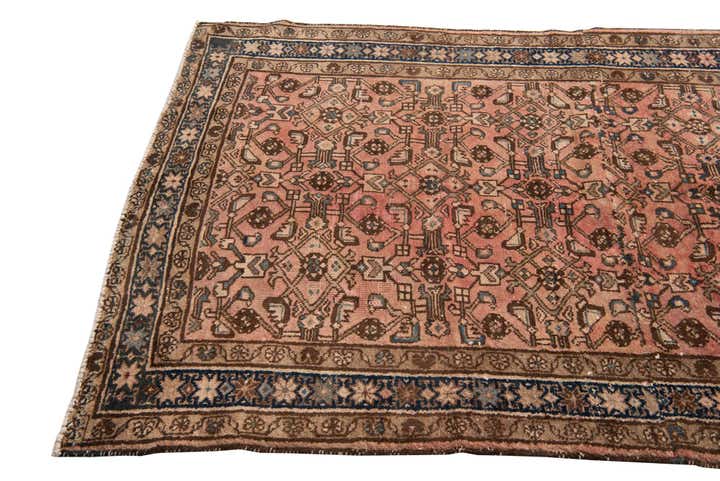 4' 4 x 9' 3 Hand Knotted Ultra Vintage Persian Wool Runner Rug