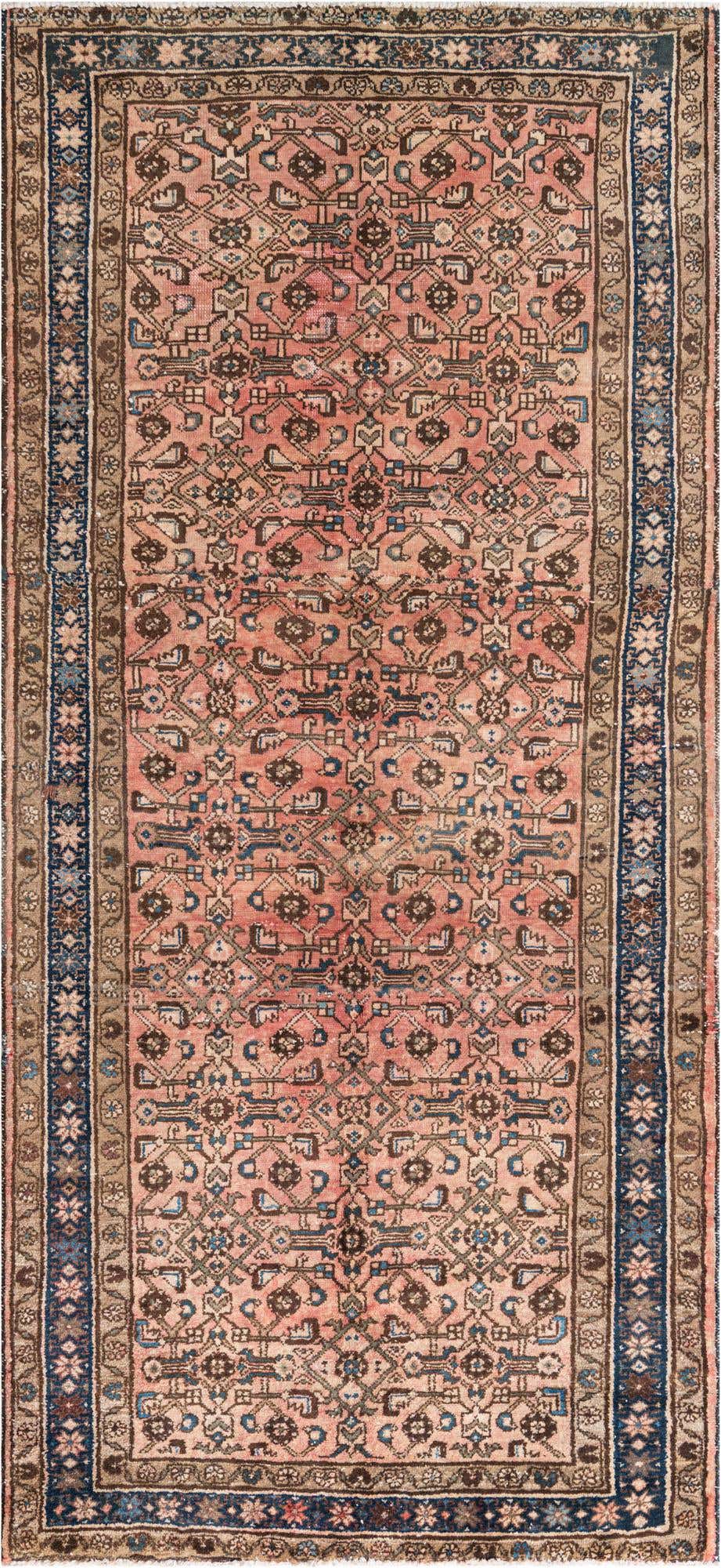 4' 4 x 9' 3 Hand Knotted Ultra Vintage Persian Wool Runner Rug