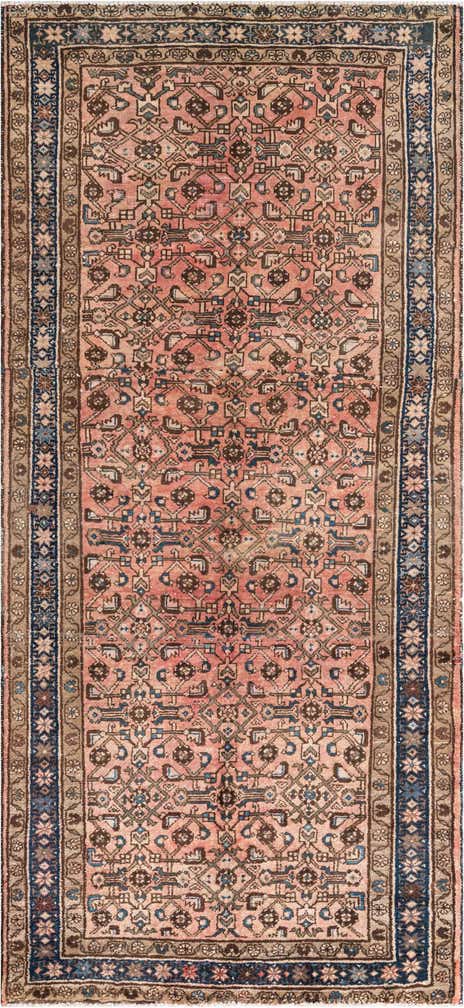 4' 4 x 9' 3 Hand Knotted Ultra Vintage Persian Wool Runner Rug