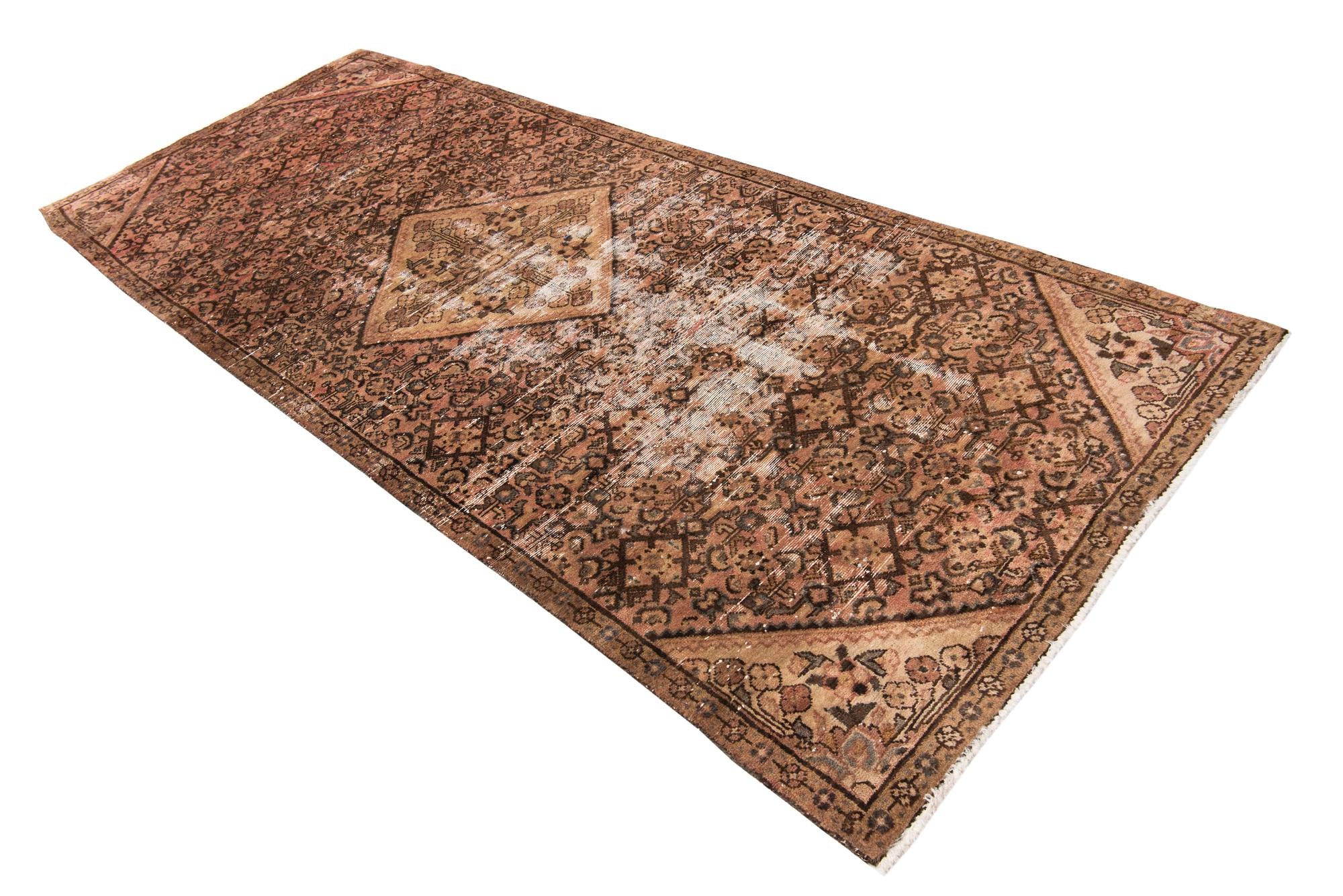 4' x 9' 9 Hand Knotted Ultra Vintage Persian Wool Runner Rug