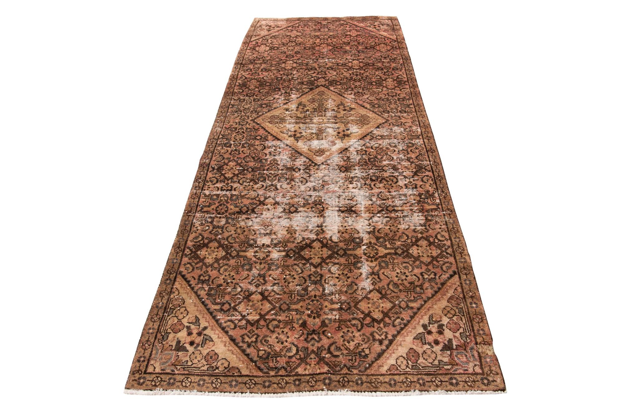 4' x 9' 9 Hand Knotted Ultra Vintage Persian Wool Runner Rug