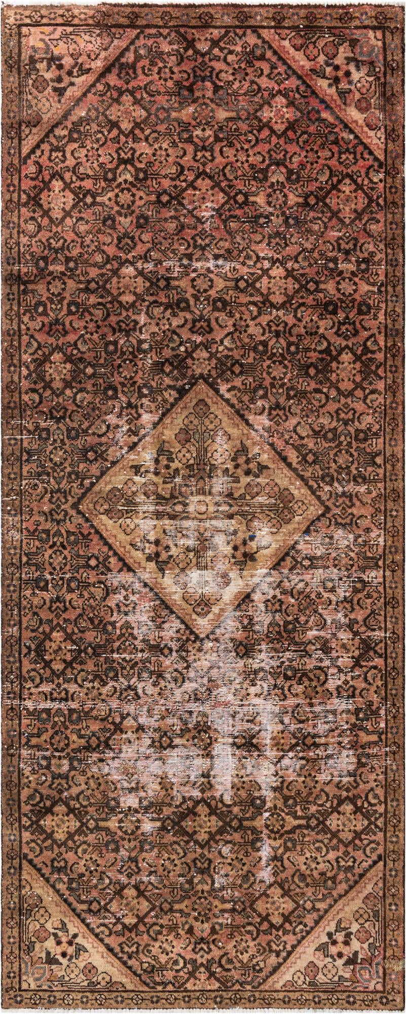 4' x 9' 9 Hand Knotted Ultra Vintage Persian Wool Runner Rug