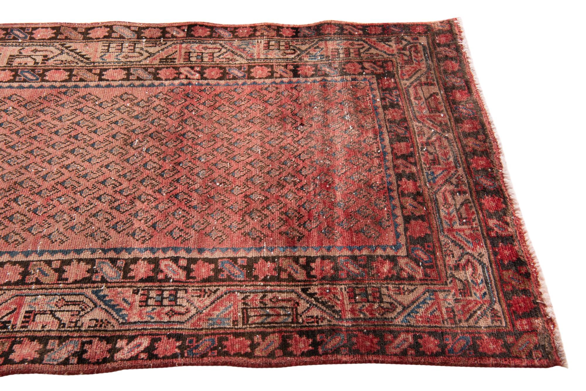 3' 7 x 10' 1 Hand Knotted Ultra Vintage Persian Wool Runner Rug