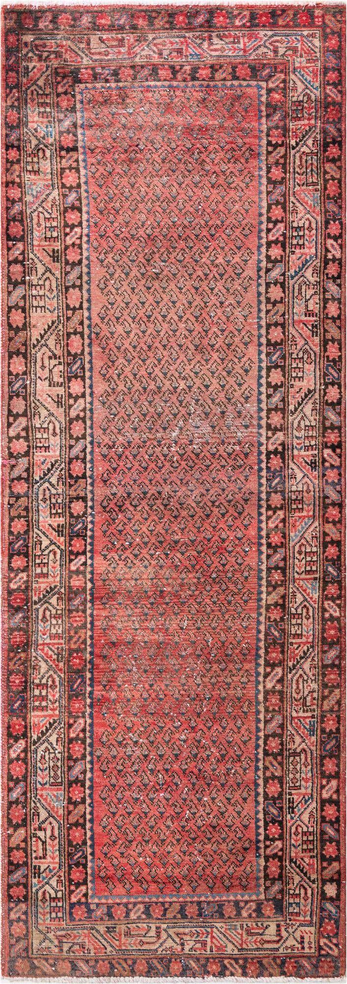 3' 7 x 10' 1 Hand Knotted Ultra Vintage Persian Wool Runner Rug