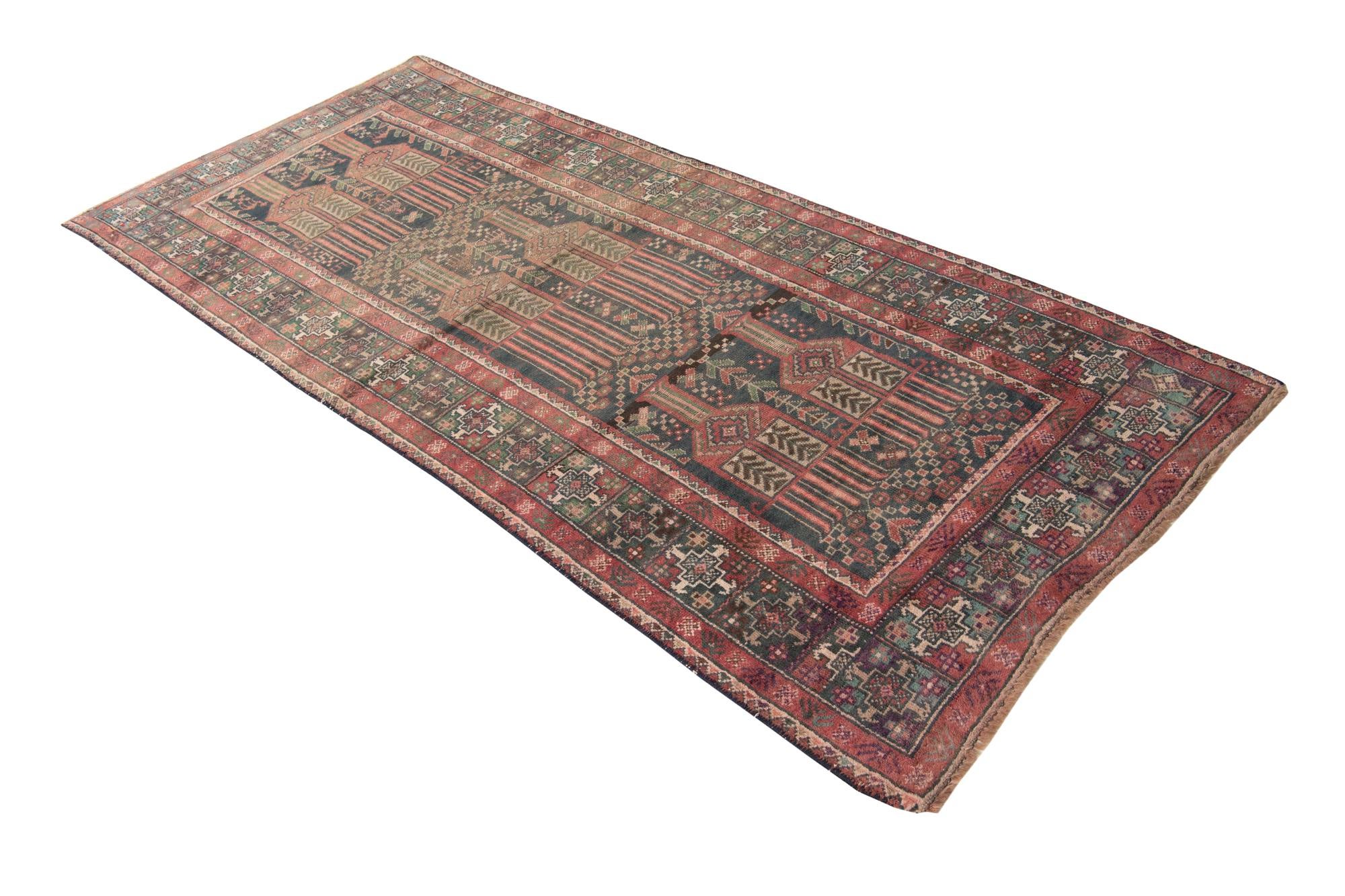 3' 9 x 9' 1 Hand Knotted Ultra Vintage Persian Wool Runner Rug
