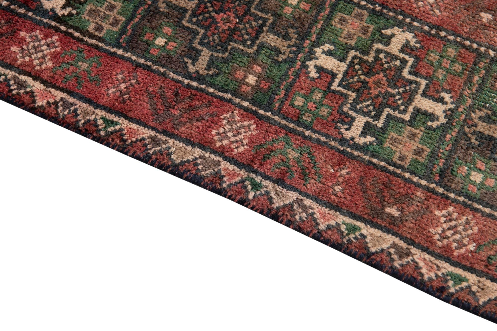 3' 9 x 9' 1 Hand Knotted Ultra Vintage Persian Wool Runner Rug