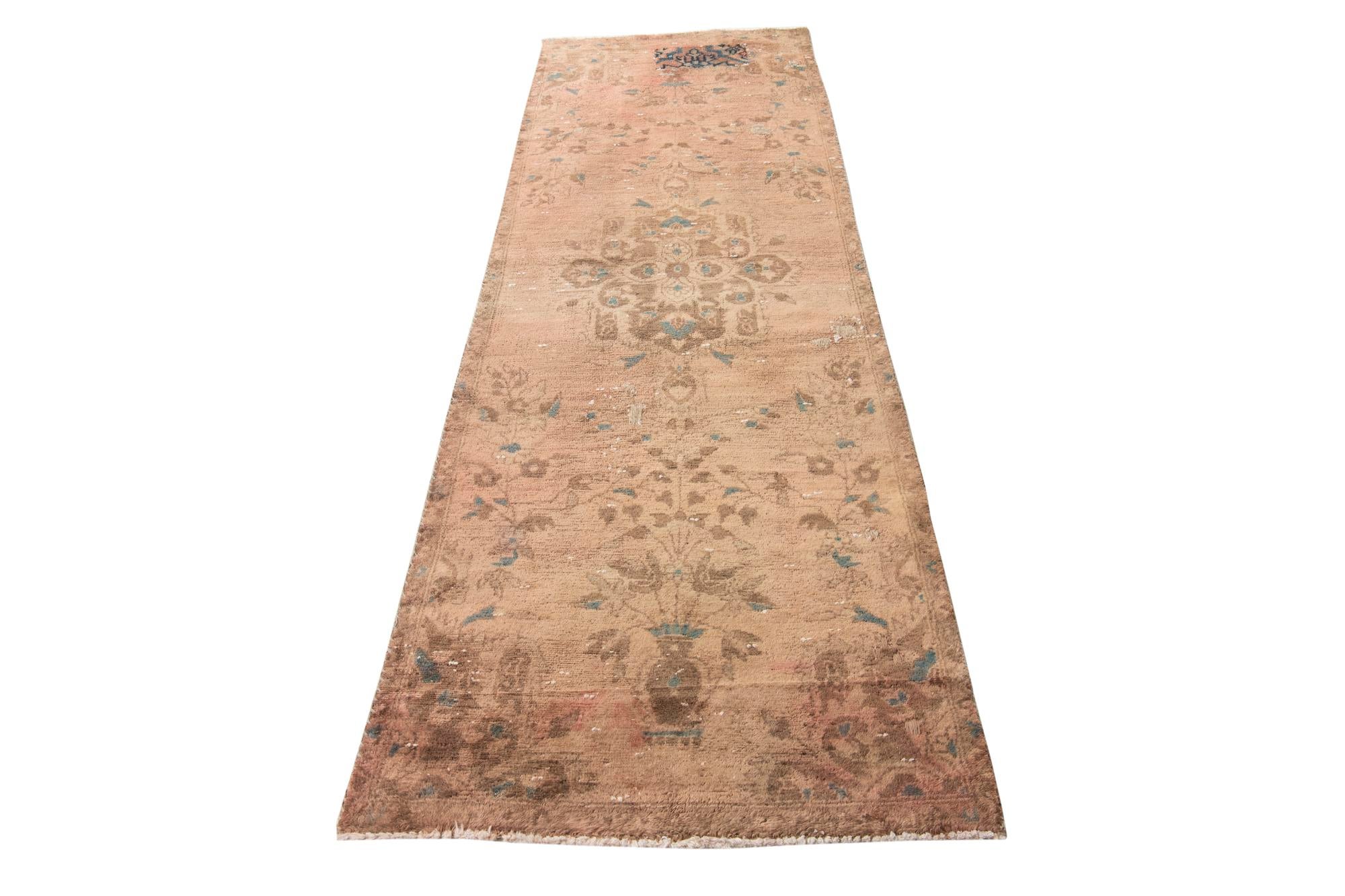 2' 10 x 8' 8 Hand Knotted Ultra Vintage Persian Wool Runner Rug