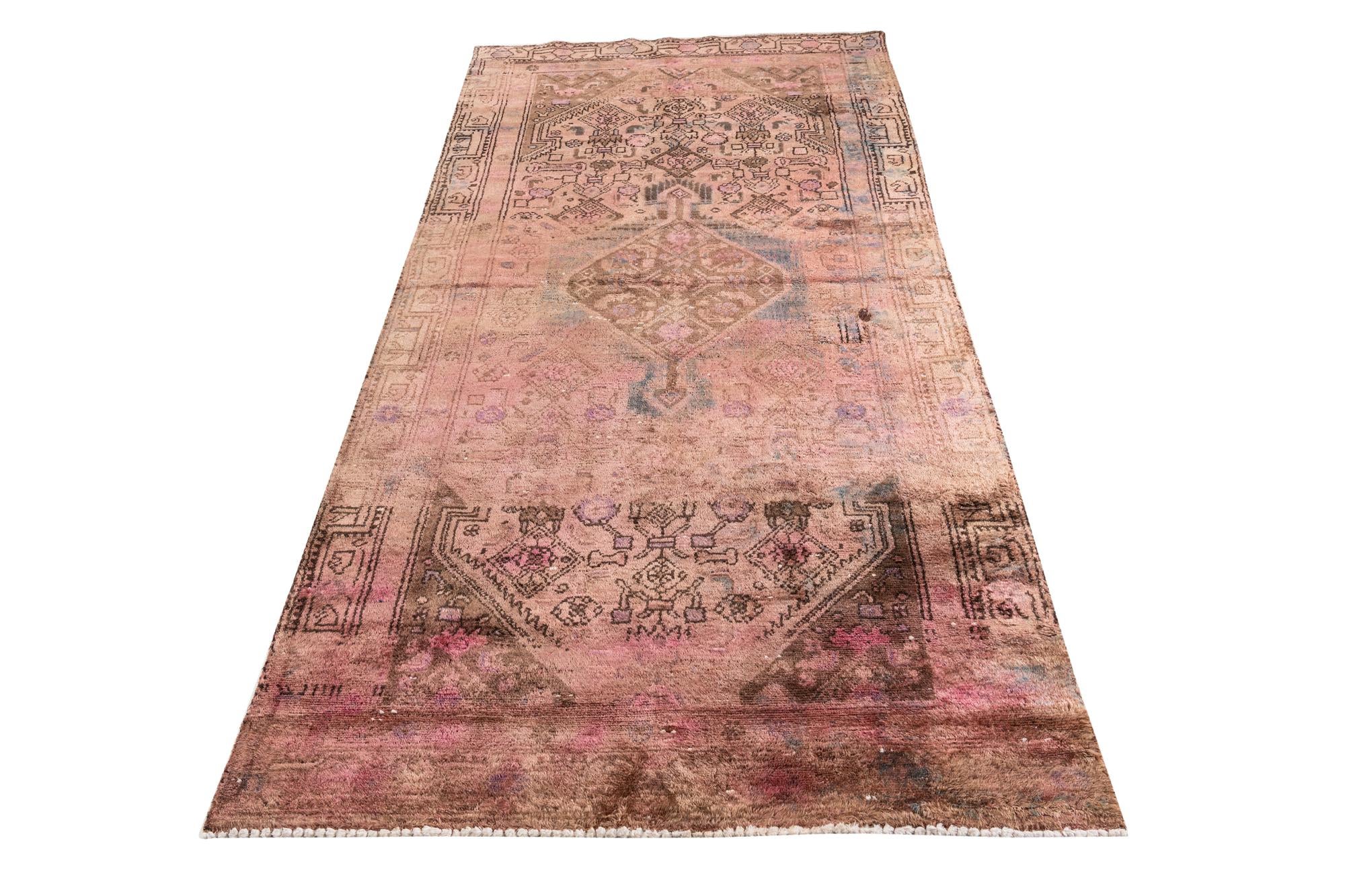 4' 1 x 8' 2 Hand Knotted Ultra Vintage Persian Wool Runner Rug