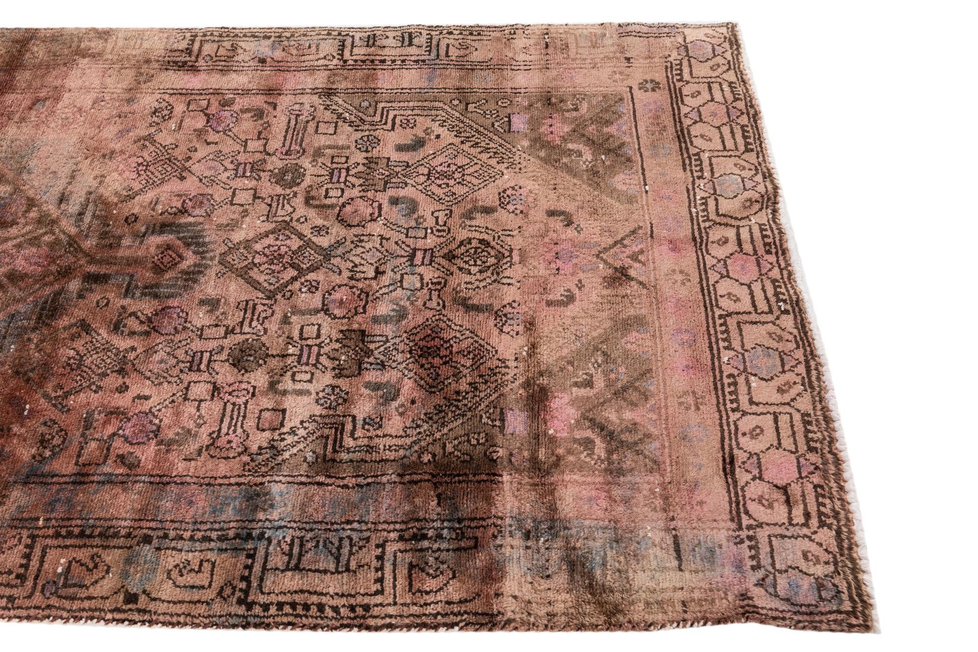 4' 1 x 8' 2 Hand Knotted Ultra Vintage Persian Wool Runner Rug