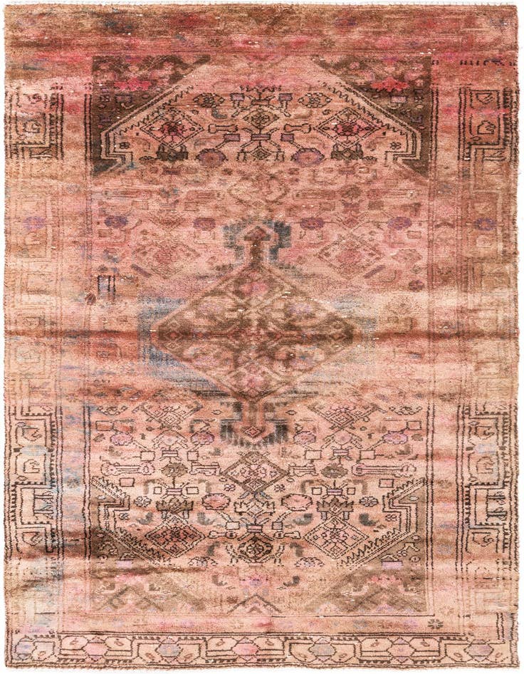 Detail image of 4' 1 x 8' 2 Hand Knotted Ultra Vintage Persian Wool Runner Rug