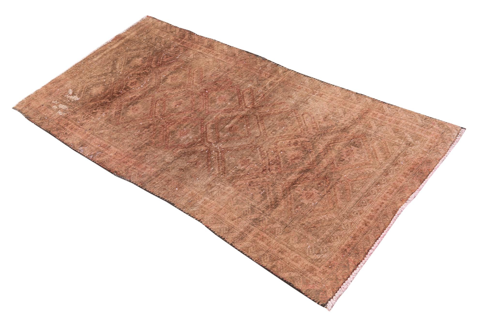 2' 4 x 4' 7 Hand Knotted Ultra Vintage Persian Wool Runner Rug