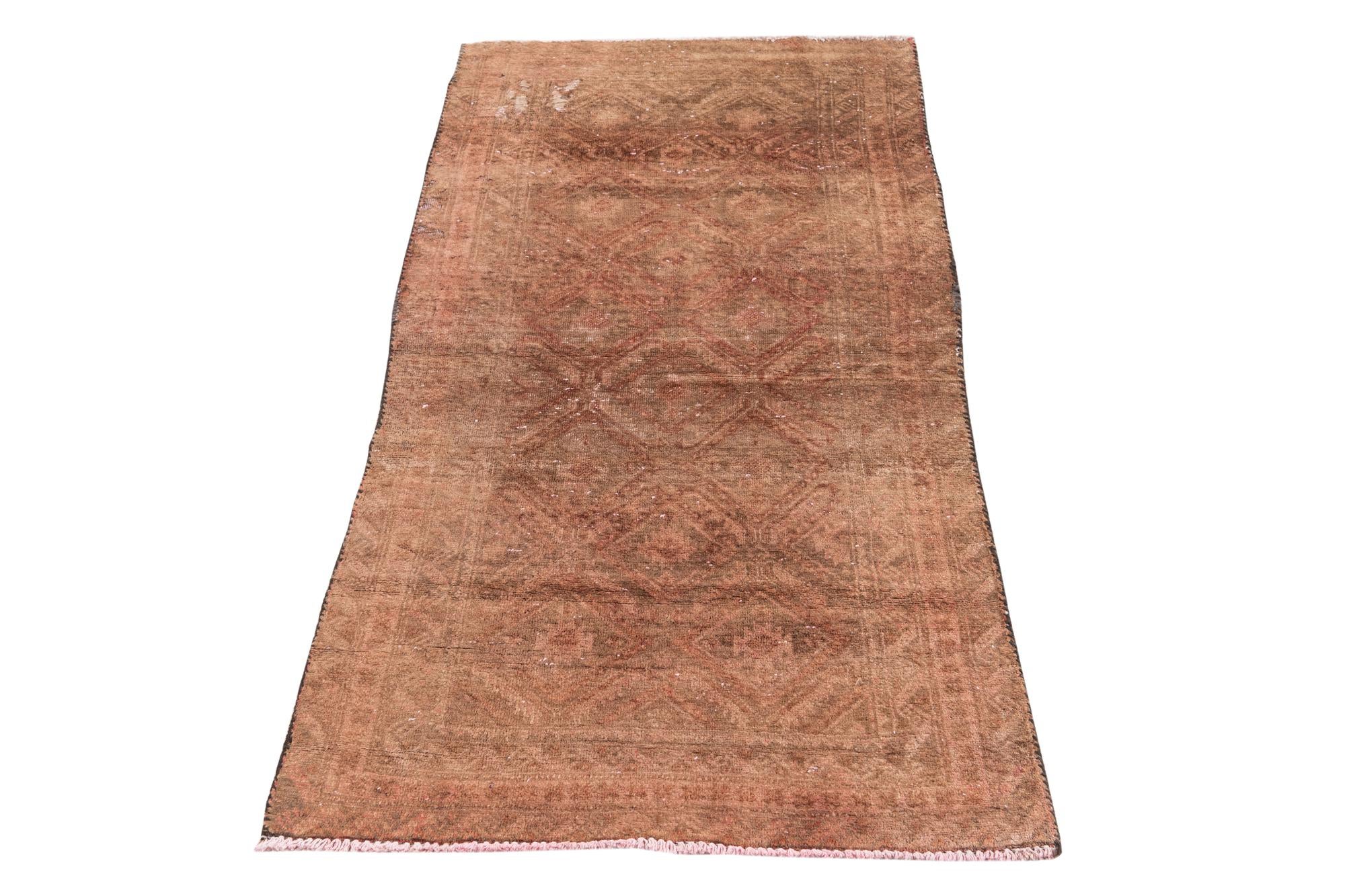 2' 4 x 4' 7 Hand Knotted Ultra Vintage Persian Wool Runner Rug