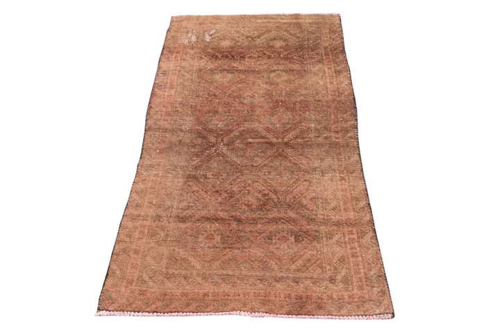 2' 4 x 4' 7 Hand Knotted Ultra Vintage Persian Wool Runner Rug