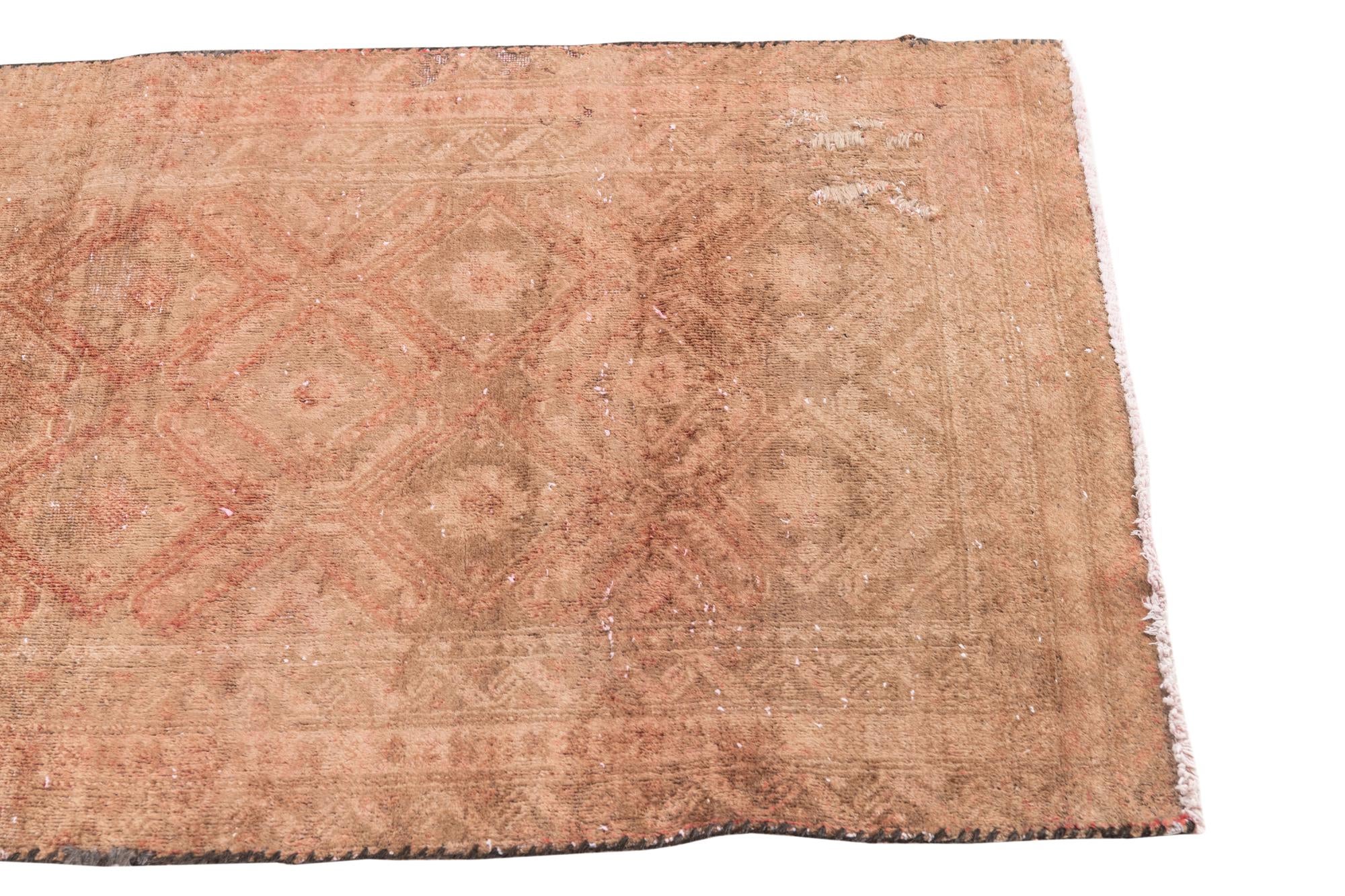 2' 4 x 4' 7 Hand Knotted Ultra Vintage Persian Wool Runner Rug