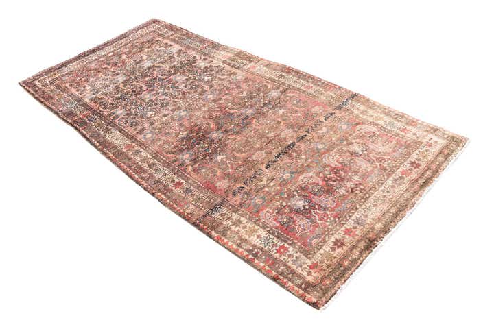 3' 7 x 7' 8 Hand Knotted Ultra Vintage Persian Wool Runner Rug