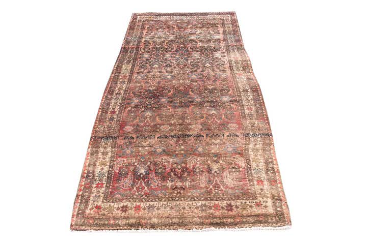 3' 7 x 7' 8 Hand Knotted Ultra Vintage Persian Wool Runner Rug