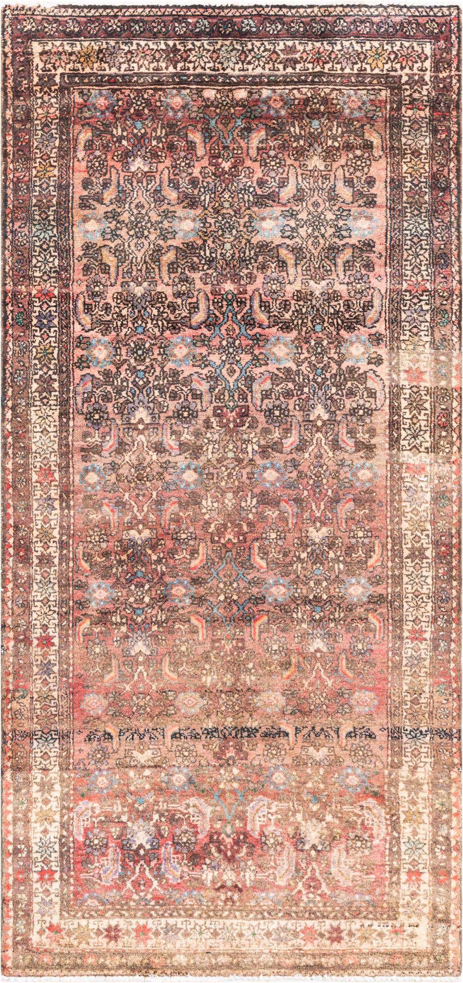 3' 7 x 7' 8 Hand Knotted Ultra Vintage Persian Wool Runner Rug