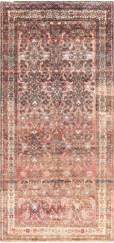3' 7 x 7' 8 Hand Knotted Ultra Vintage Persian Wool Runner Rug