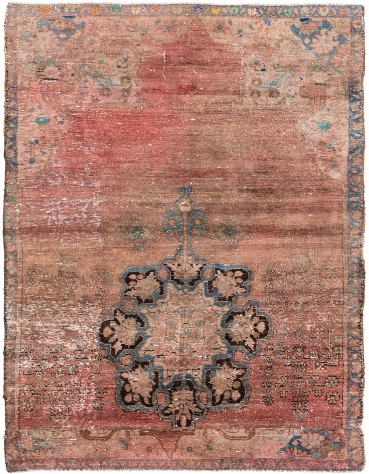 Detail image of 3' 10 x 7' 9 Hand Knotted Ultra Vintage Persian Wool Runner Rug
