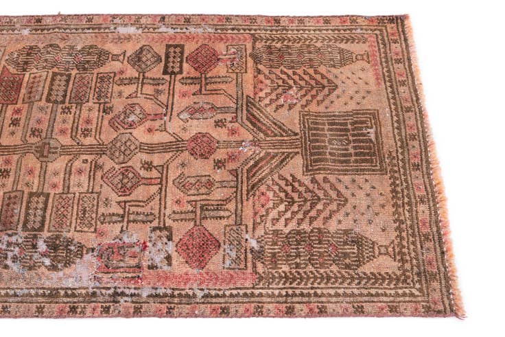 Detail image of 2' 4 x 6' 2 Hand Knotted Ultra Vintage Persian Wool Runner Rug