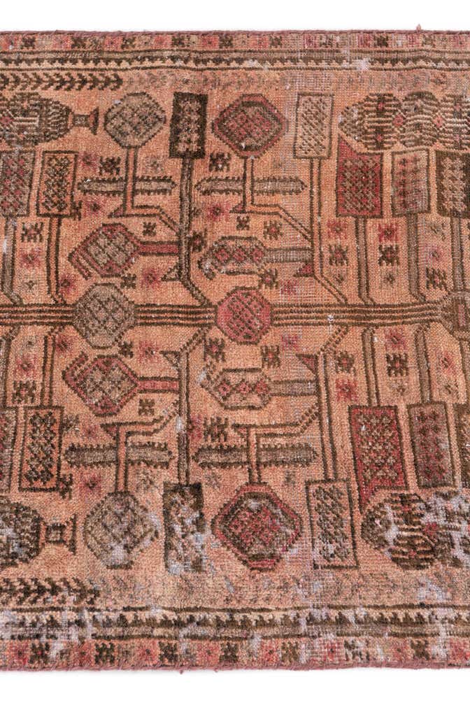 2' 4 x 6' 2 Hand Knotted Ultra Vintage Persian Wool Runner Rug