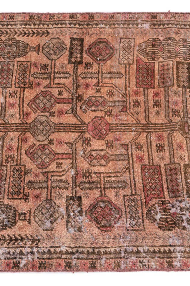 Detail image of 2' 4 x 6' 2 Hand Knotted Ultra Vintage Persian Wool Runner Rug