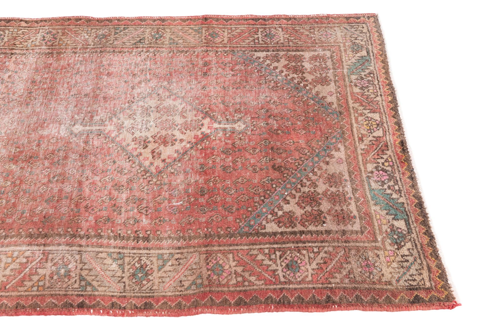 3' 9 x 10' 6 Hand Knotted Ultra Vintage Persian Wool Runner Rug