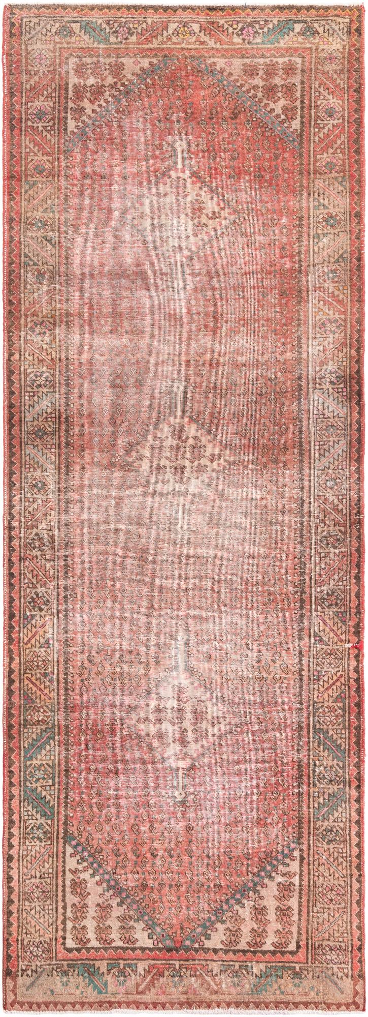3' 9 x 10' 6 Hand Knotted Ultra Vintage Persian Wool Runner Rug