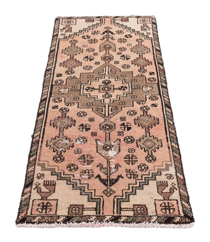 Detail image of 2' 6 x 5' 9 Hand Knotted Ultra Vintage Persian Wool Runner Rug