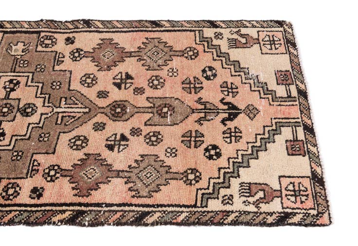 Detail image of 2' 6 x 5' 9 Hand Knotted Ultra Vintage Persian Wool Runner Rug