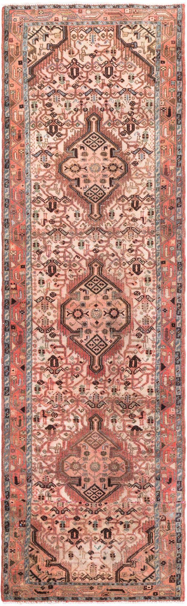 2' 8 x 8' 8 Hand Knotted Ultra Vintage Persian Wool Runner Rug