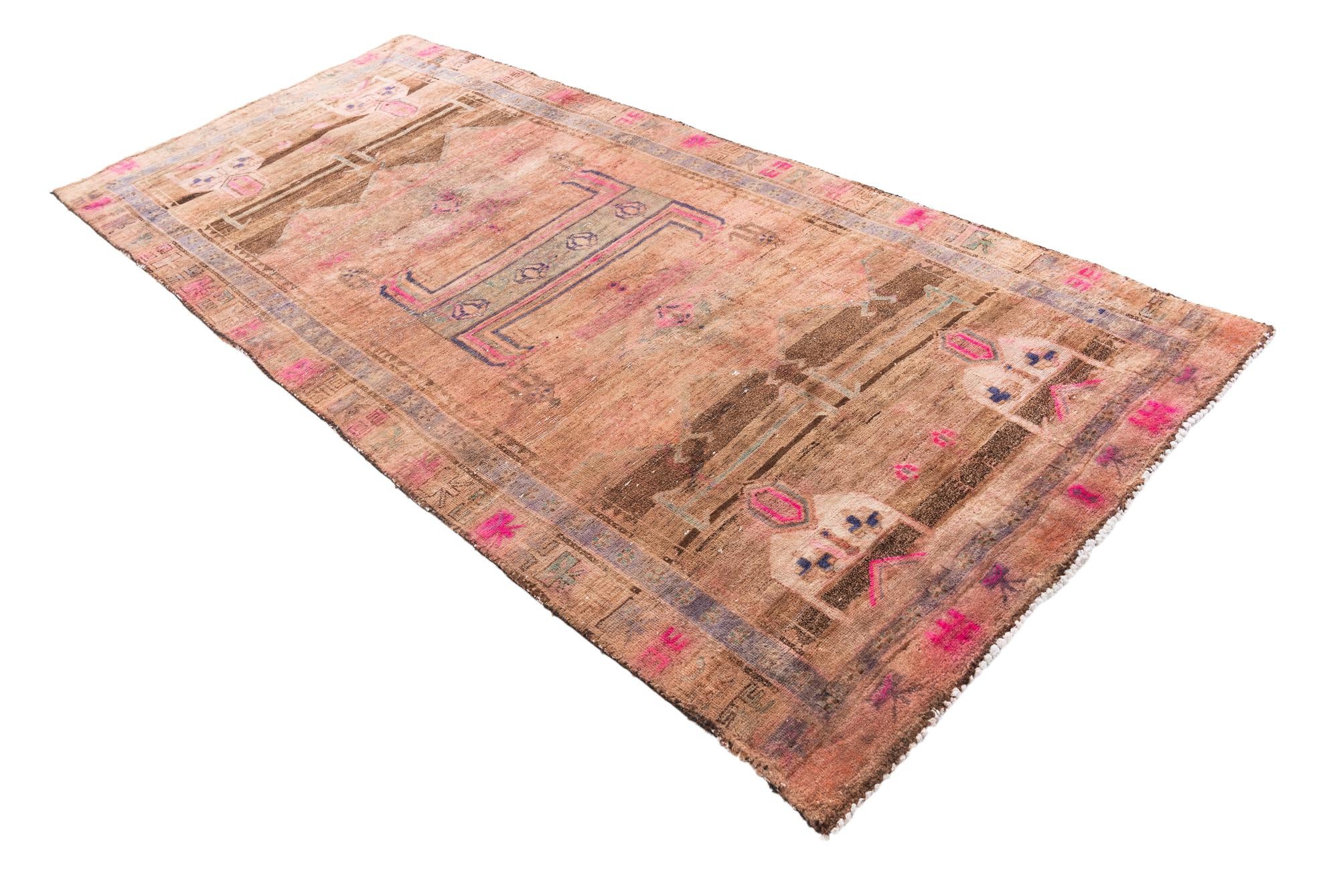 140cm x 305cm anudado a mano Ultra Vintage Alfombra Persa Lana Pasillera