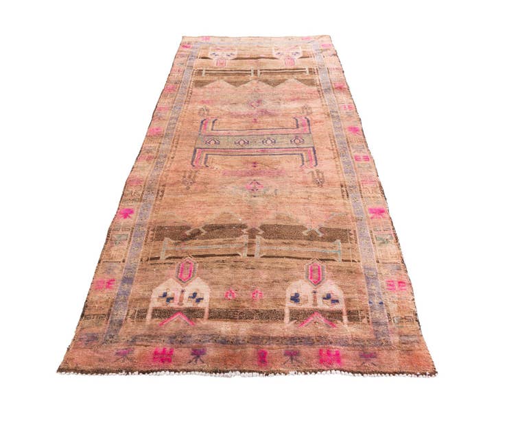 Detail image of 140cm x 305cm anudado a mano Ultra Vintage Alfombra Persa Lana Pasillera
