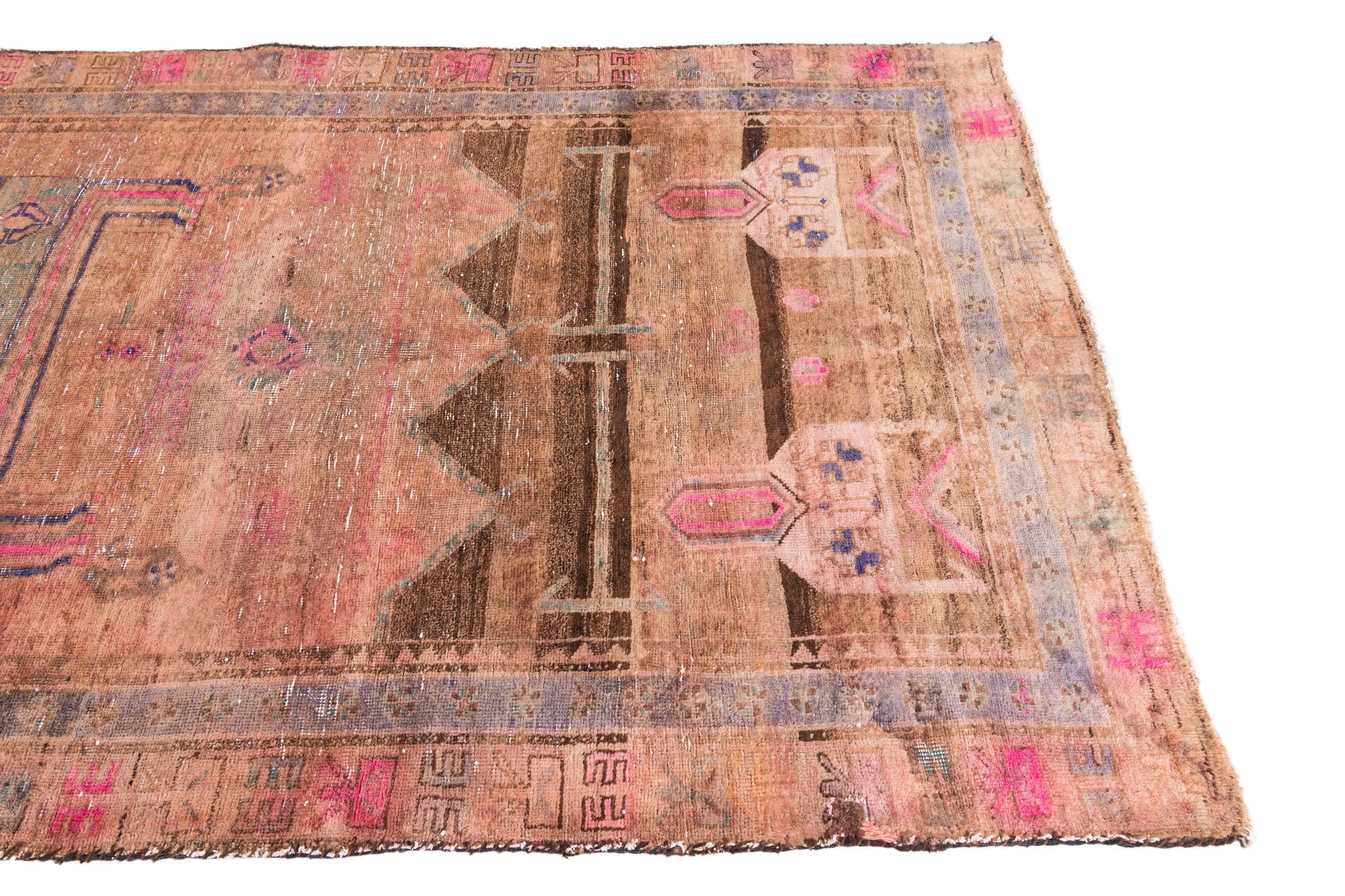 140cm x 305cm anudado a mano Ultra Vintage Alfombra Persa Lana Pasillera
