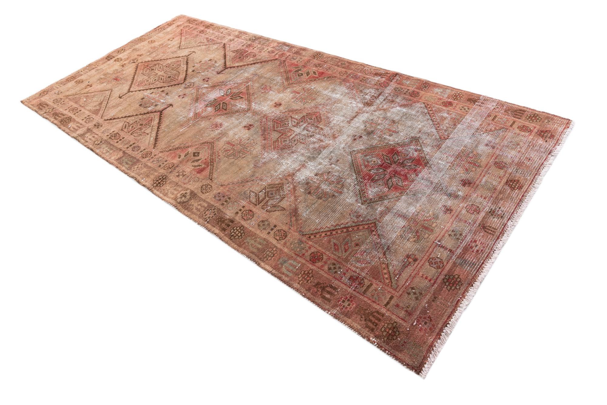 4' x 8' 2 Hand Knotted Ultra Vintage Persian Wool Runner Rug
