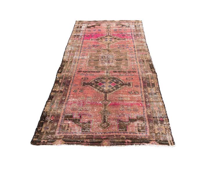 4' 3 x 8' 7 Hand Knotted Ultra Vintage Persian Wool Runner Rug