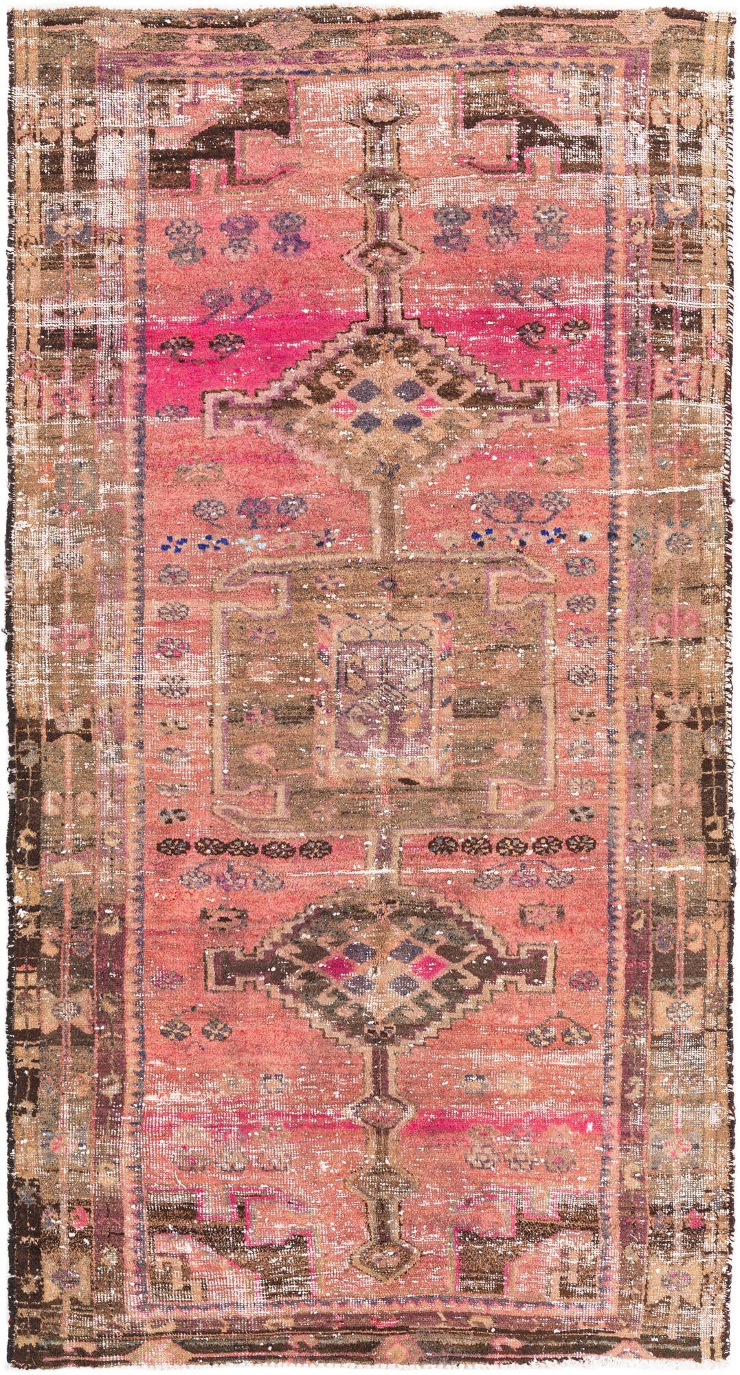 4' 3 x 8' 7 Hand Knotted Ultra Vintage Persian Wool Runner Rug