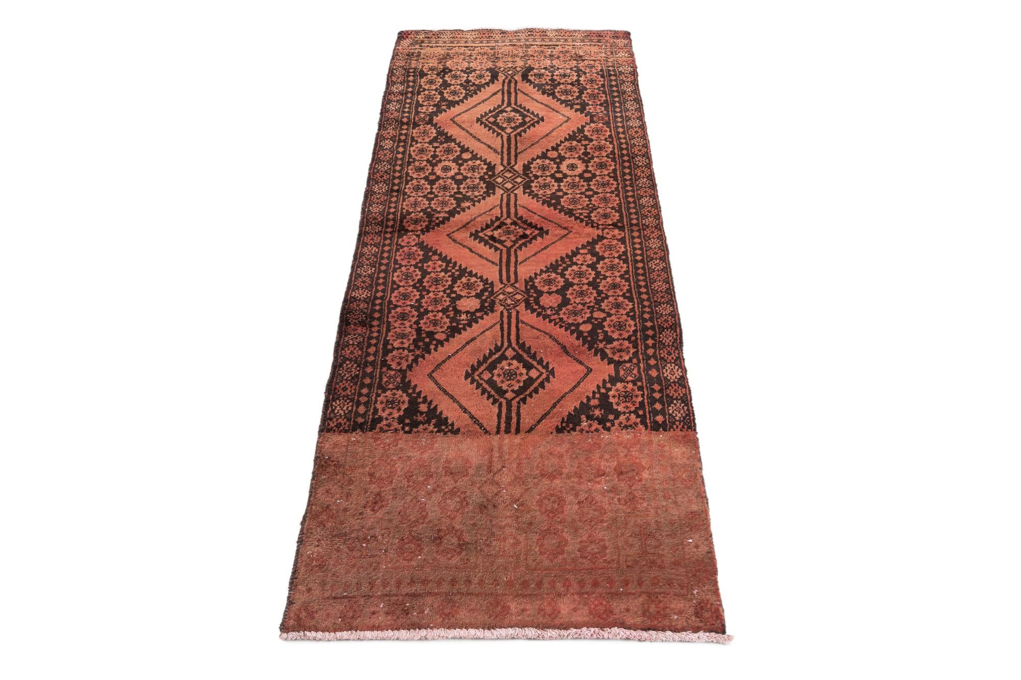 2' 4 x 6' 2 Hand Knotted Ultra Vintage Persian Wool Runner Rug