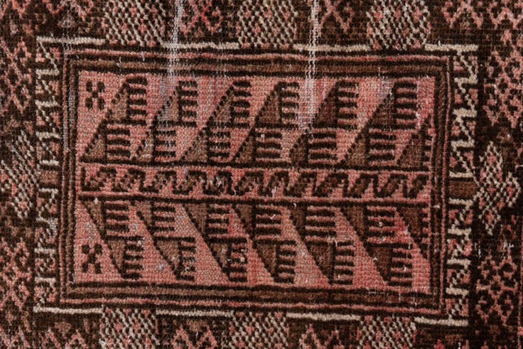 Detail image of 2' 8 x 6' Hand Knotted Ultra Vintage Persian Wool Runner Rug